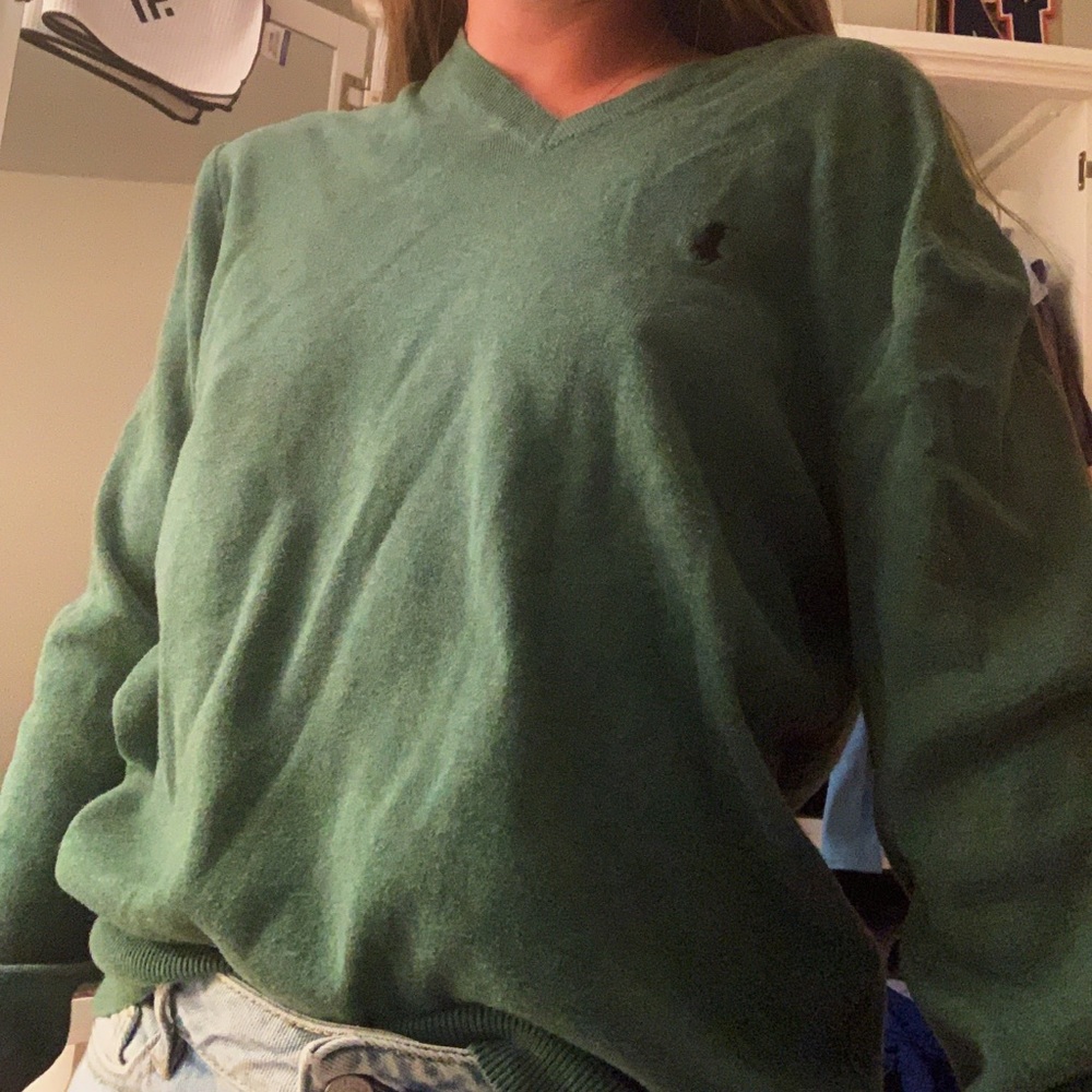 Green, Ralph Lauren crew neck.
